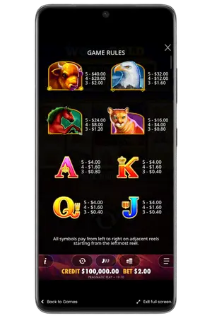Spelregels in het spel Wolf Gold